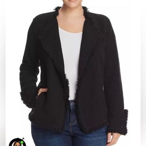 Nic and Zoe fringe trim jacket black XL women- like new.